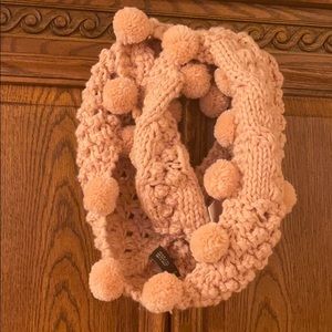 NWT Eyelet pompom infinity scarf